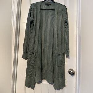 Long Cardigan Sweaters Olive Green, light weight,  Boho cottagecore minimalist